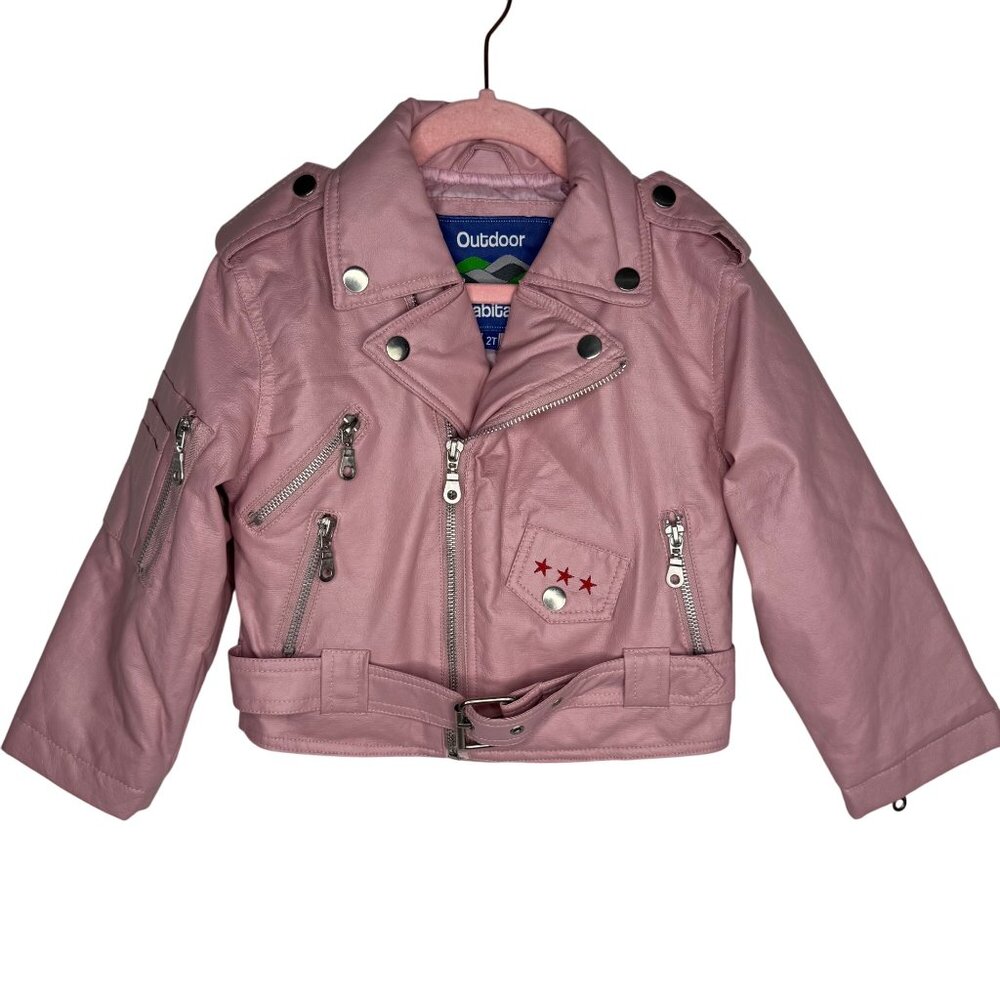 Outdoor Habitat Toddler Light Pink Moto‎ Jacket Size 2T USA Embroidered Eagle